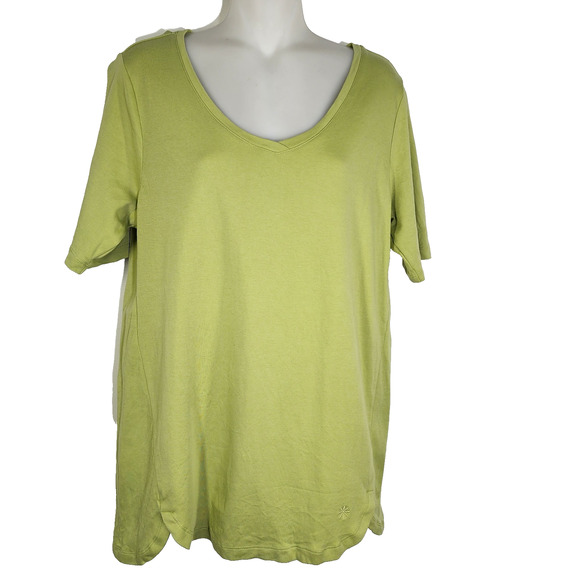 Isaac Mizrahi Live Essentials Womens Pima Cotton V Neck Top Tulip Hem Medium - Picture 1 of 11